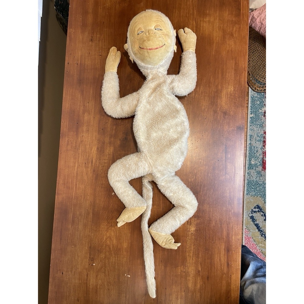 Mohair Monkey 1940s Plush Monkey Toy Pajama Case‎ Zippered Compartment Rare